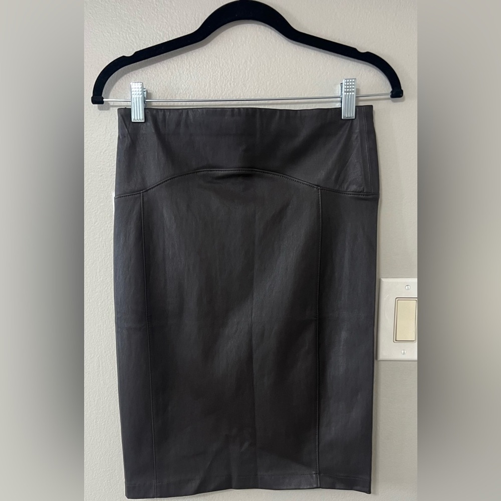 GBTSO Genuine Leather Pencil Skirt Brown Knee Length NWT Size S/M